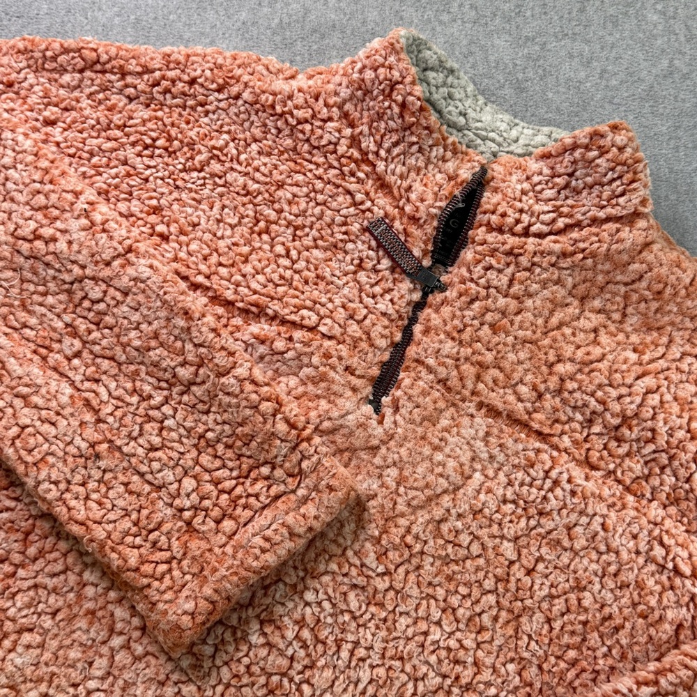 True Grit Sherpa Fleece 1/4 Zip‎ Pullover Peach Coral Medium Soft Pile Jacket